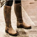 Johanna Waterproof Knee-High Leather Boots with Buckle