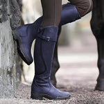 Johanna Waterproof Knee-High Leather Boots with Buckle