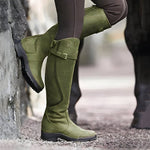 Johanna Waterproof Knee-High Leather Boots with Buckle