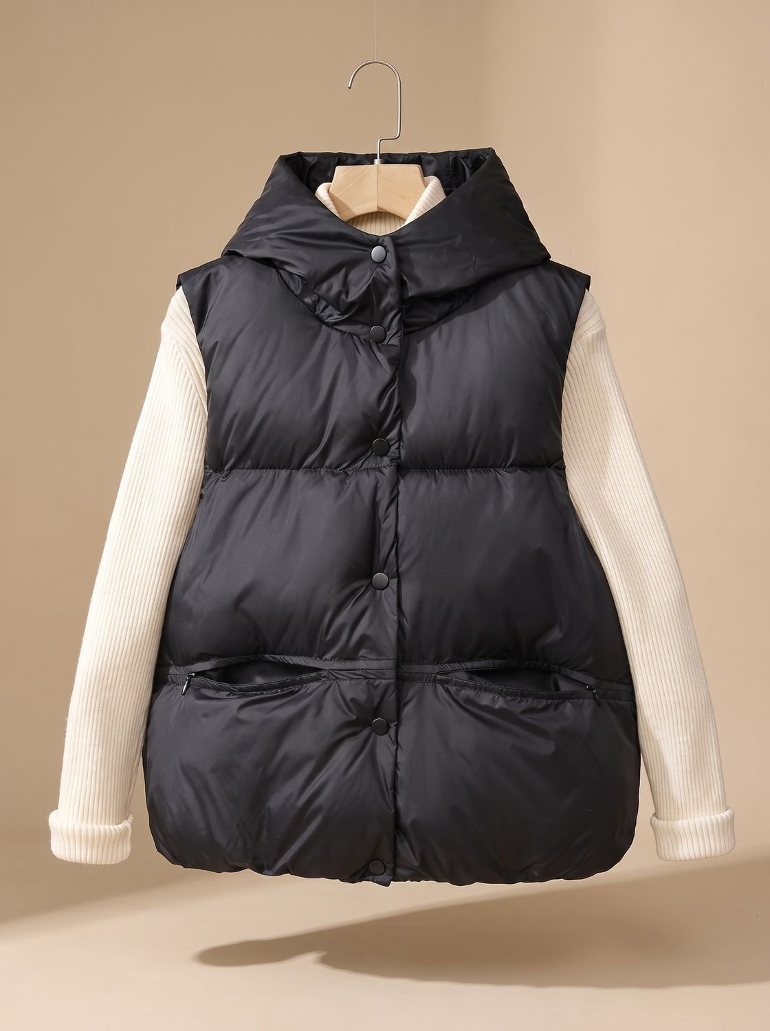 Leonie Hooded Padded Snap Vest