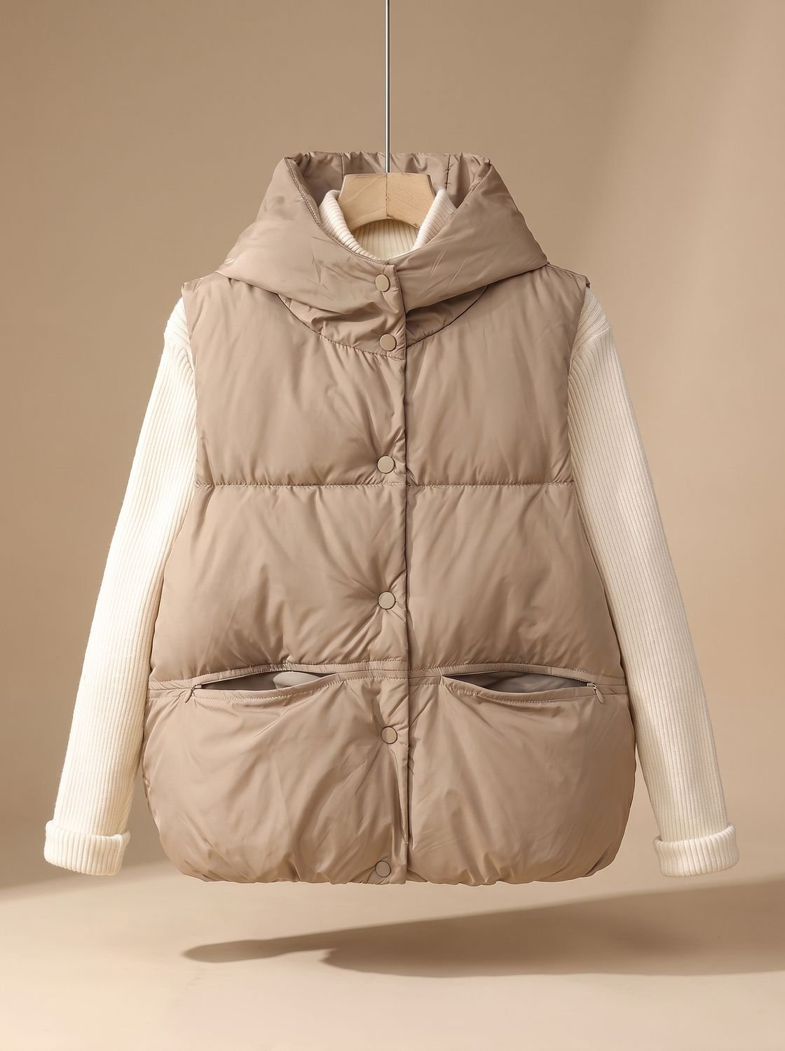 Leonie Hooded Padded Snap Vest