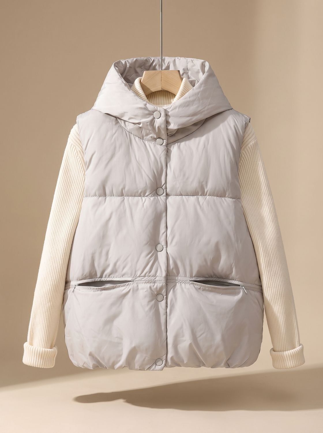 Leonie Hooded Padded Snap Vest