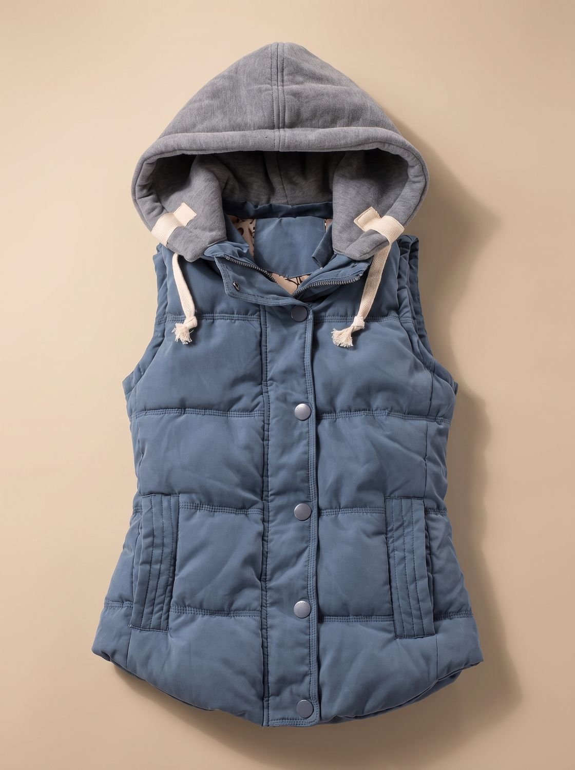 Charlotte Contrast-Hood Padded Vest