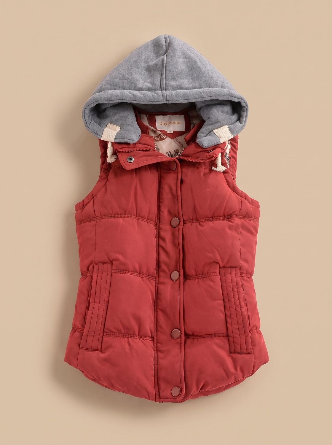 Charlotte Contrast-Hood Padded Vest
