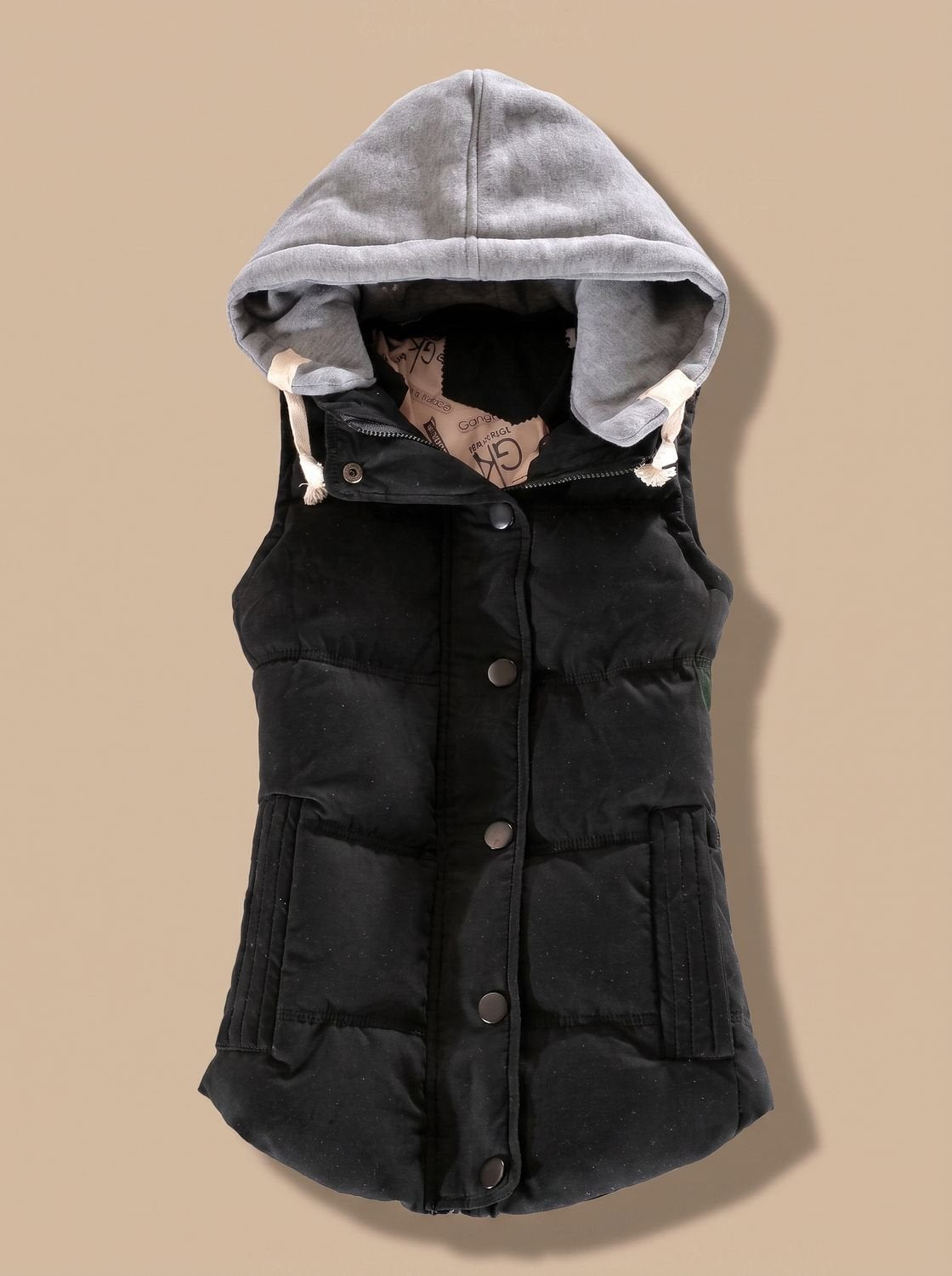 Charlotte Contrast-Hood Padded Vest
