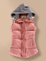 Charlotte Contrast-Hood Padded Vest