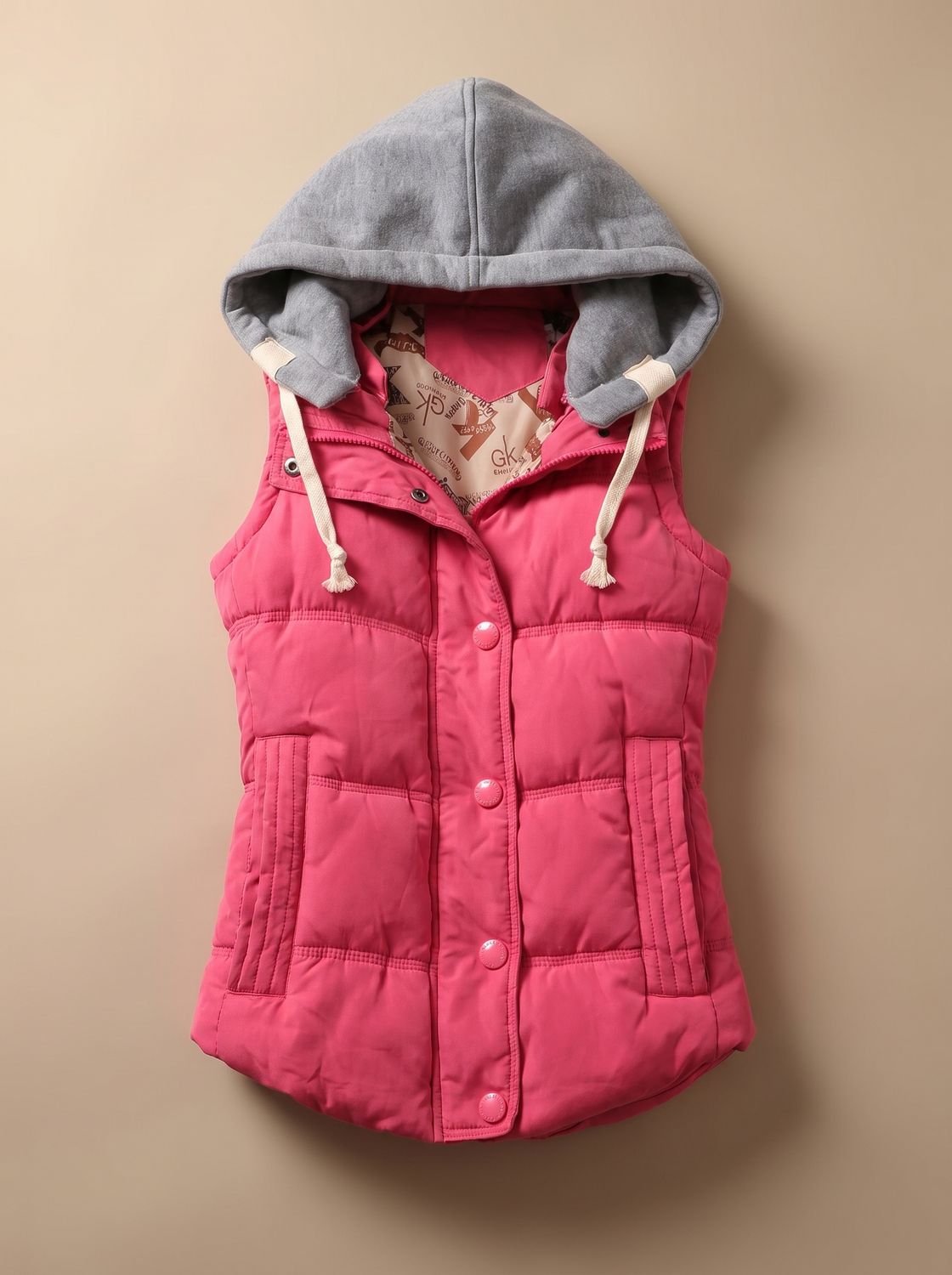 Charlotte Contrast-Hood Padded Vest