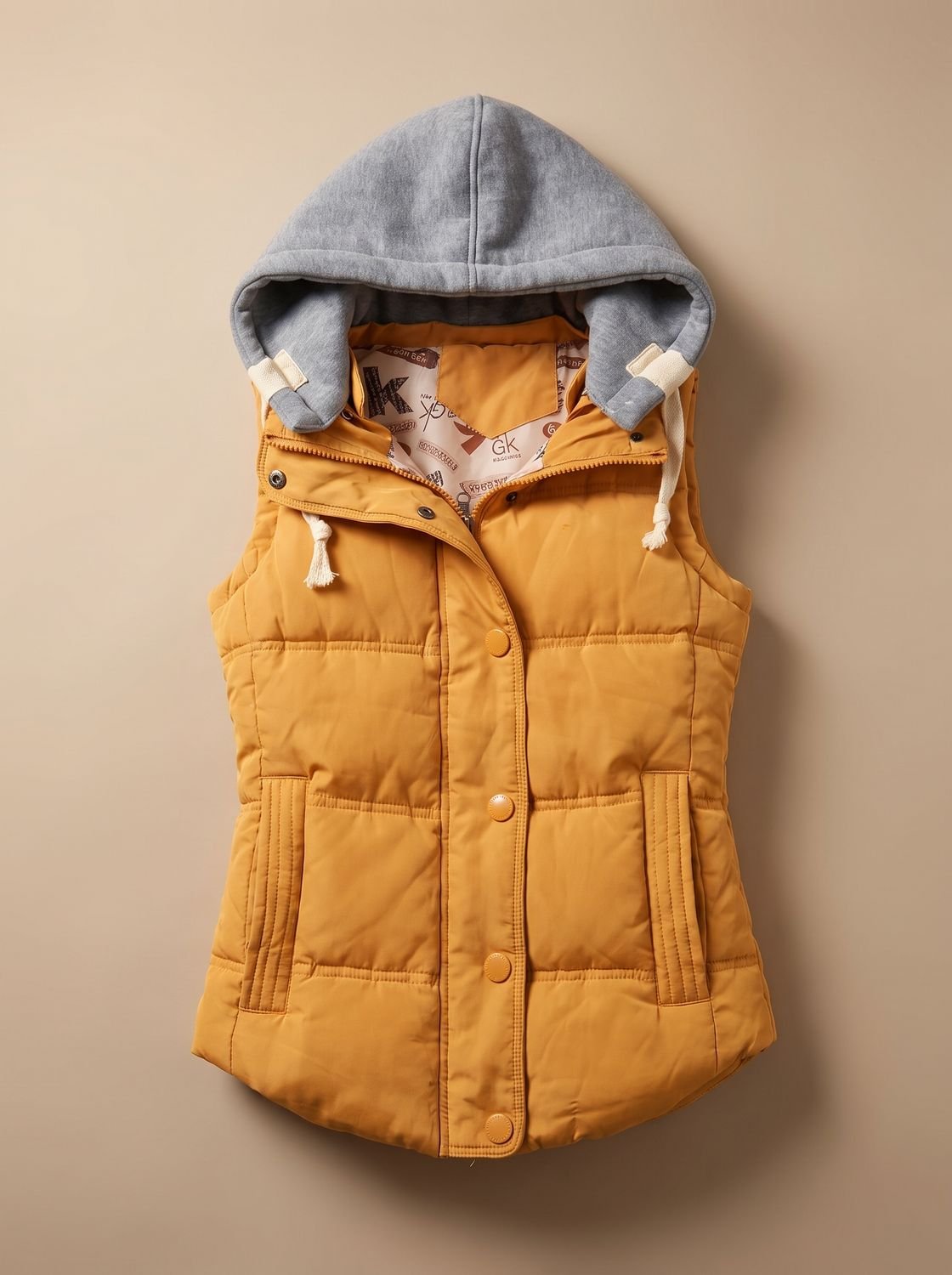 Charlotte Contrast-Hood Padded Vest