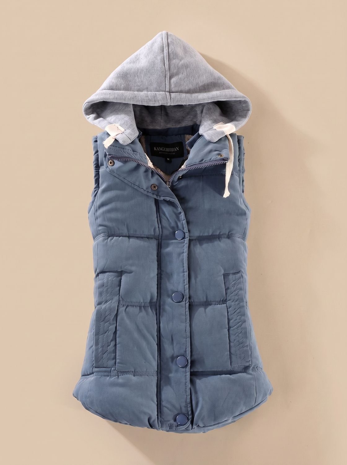 Charlotte Contrast-Hood Padded Vest