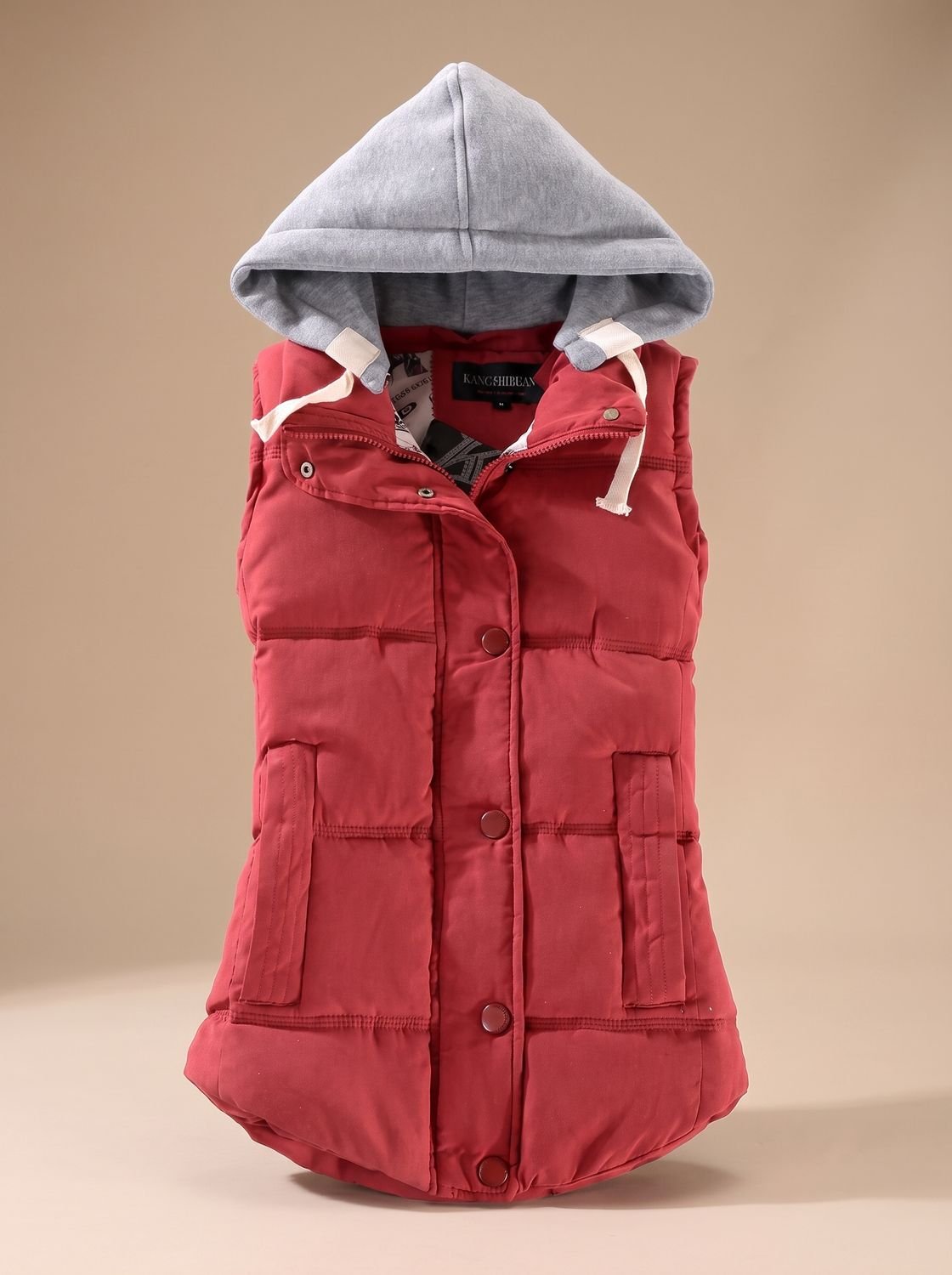 Charlotte Contrast-Hood Padded Vest