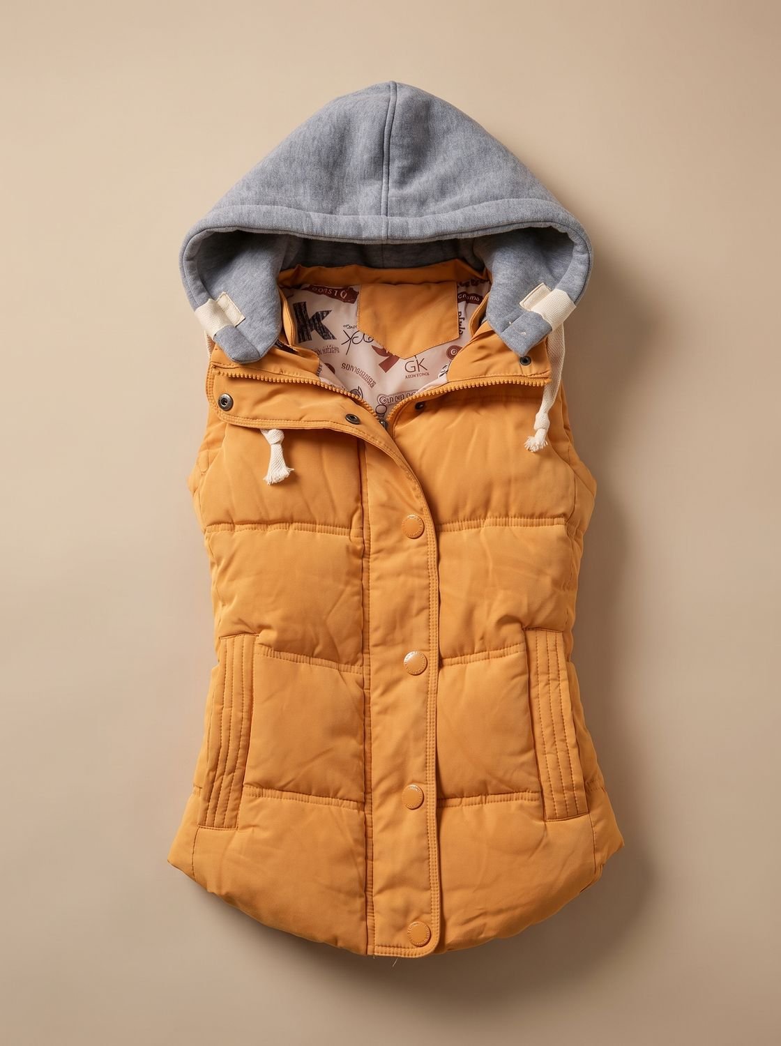 Charlotte Contrast-Hood Padded Vest