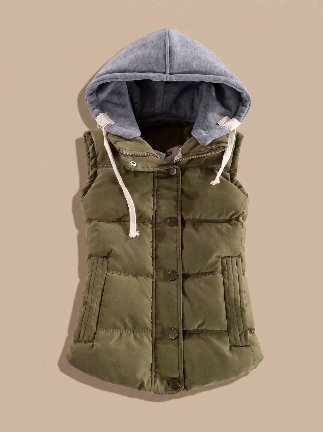 Charlotte Contrast-Hood Padded Vest