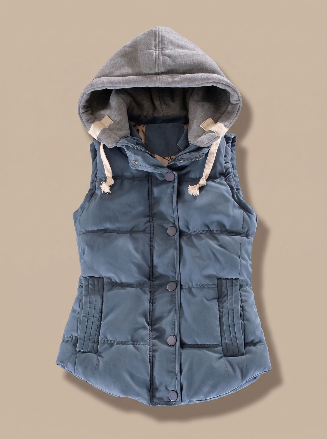 Charlotte Contrast-Hood Padded Vest