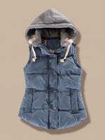 Charlotte Contrast-Hood Padded Vest