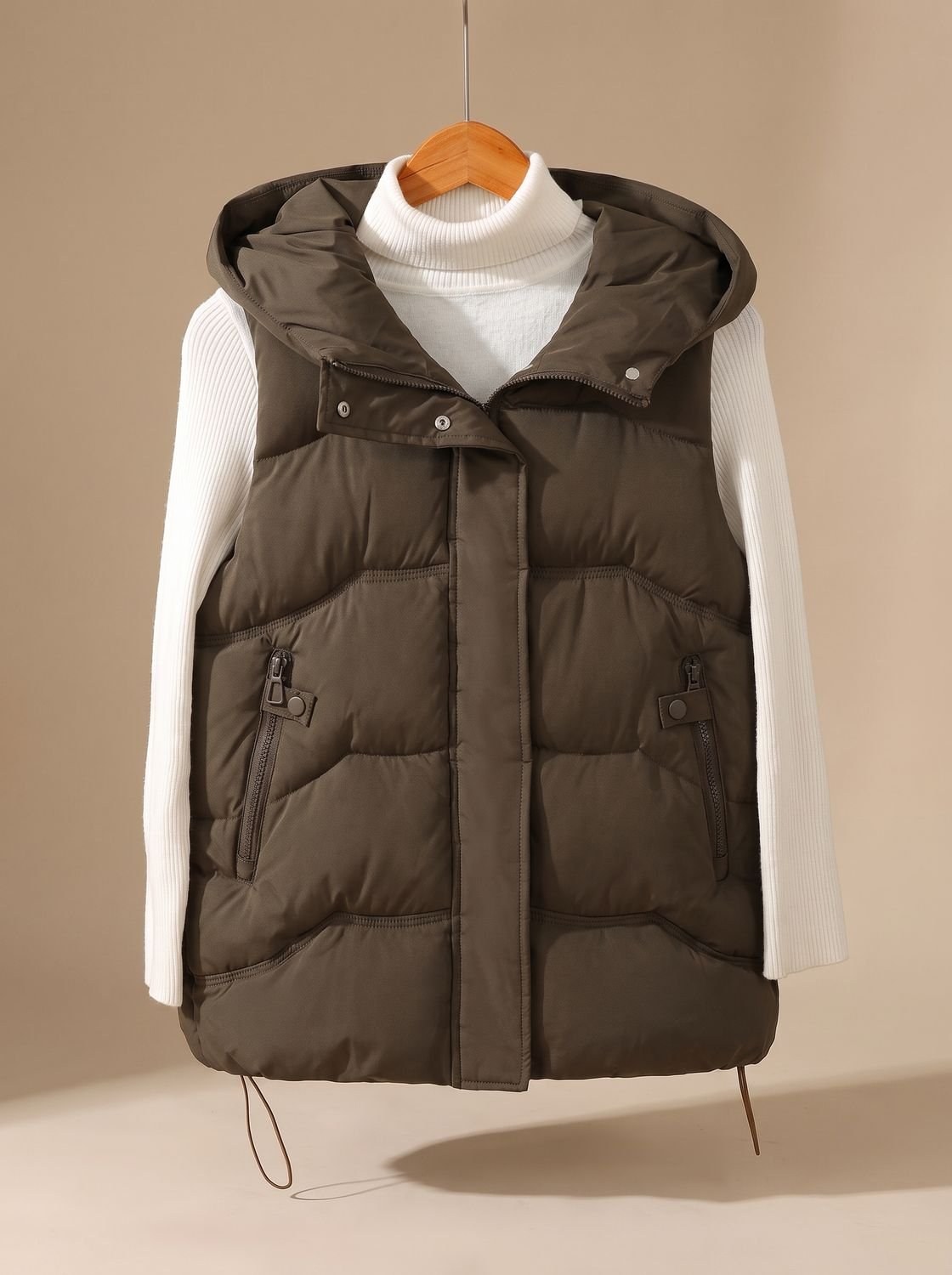 Annika Padded Hooded Zip-Pocket Vest