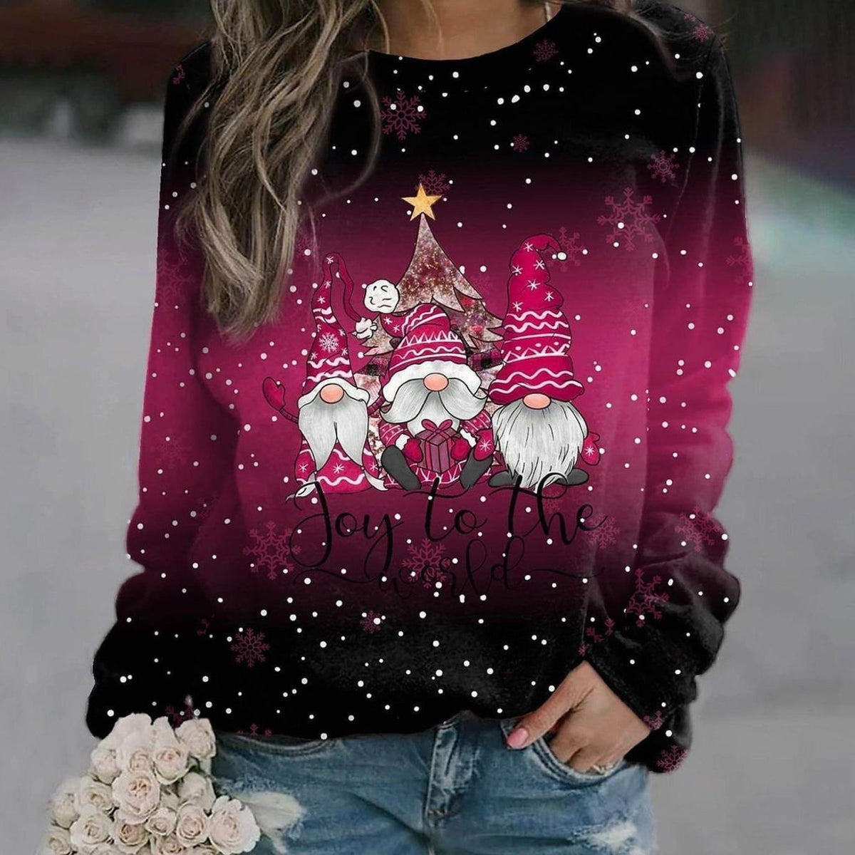 Amelie Christmas Elf Print Sweater