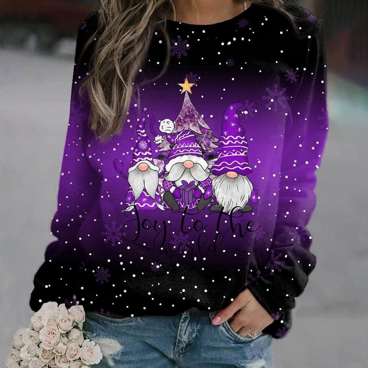 Amelie Christmas Elf Print Sweater