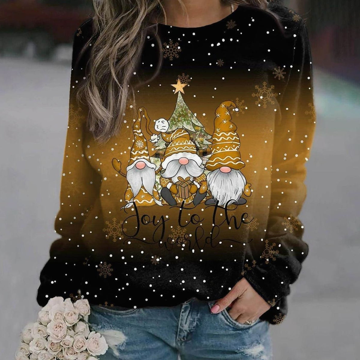 Amelie Christmas Elf Print Sweater