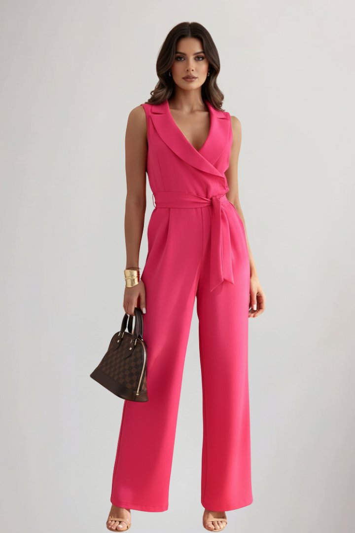 Amelie Wide-Leg Jumpsuit with Blazer Collar