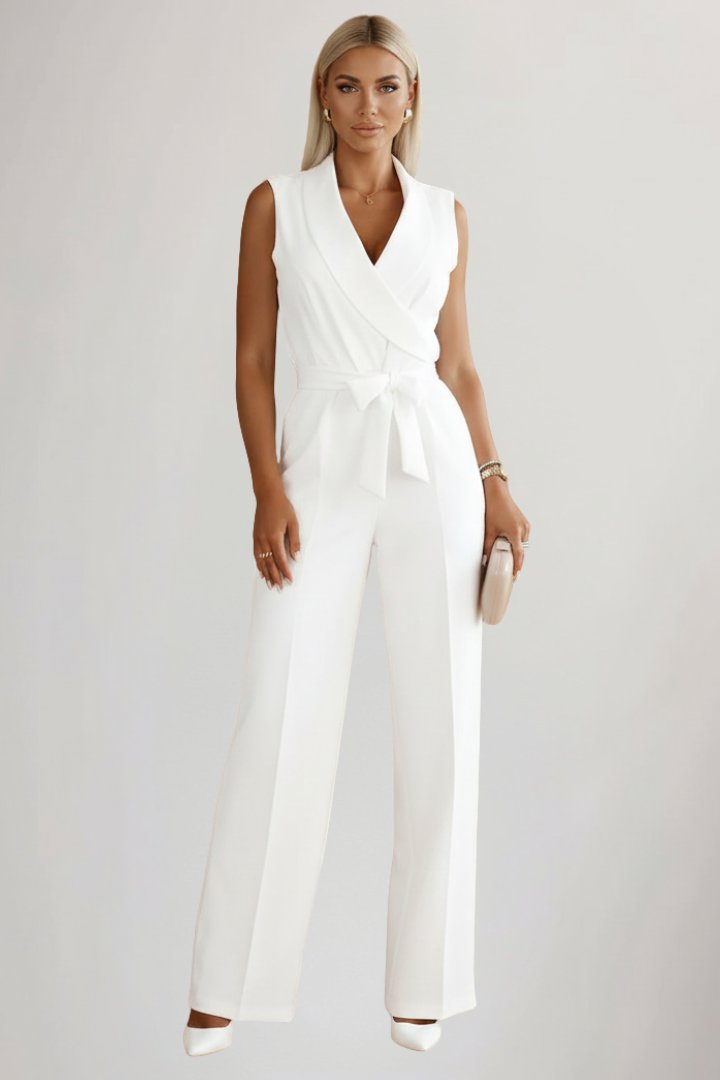 Amelie Wide-Leg Jumpsuit with Blazer Collar