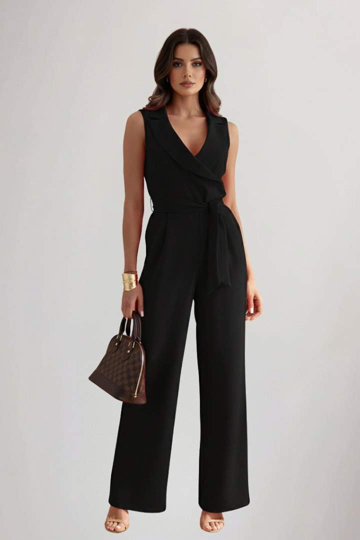 Amelie Wide-Leg Jumpsuit with Blazer Collar