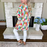 Clara Oversized V-Neck Tunic in Ombré Print