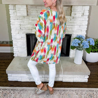 Clara Oversized V-Neck Tunic in Ombré Print