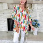 Clara Oversized V-Neck Tunic in Ombré Print