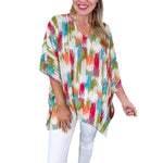 Clara Oversized V-Neck Tunic in Ombré Print