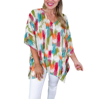 Clara Oversized V-Neck Tunic in Ombré Print