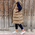 Lena Long Quilted Hooded Puffer Vest