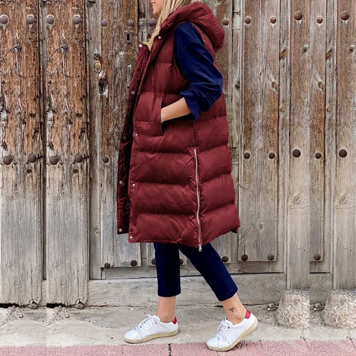 Lena Long Quilted Hooded Puffer Vest