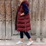Lena Long Quilted Hooded Puffer Vest