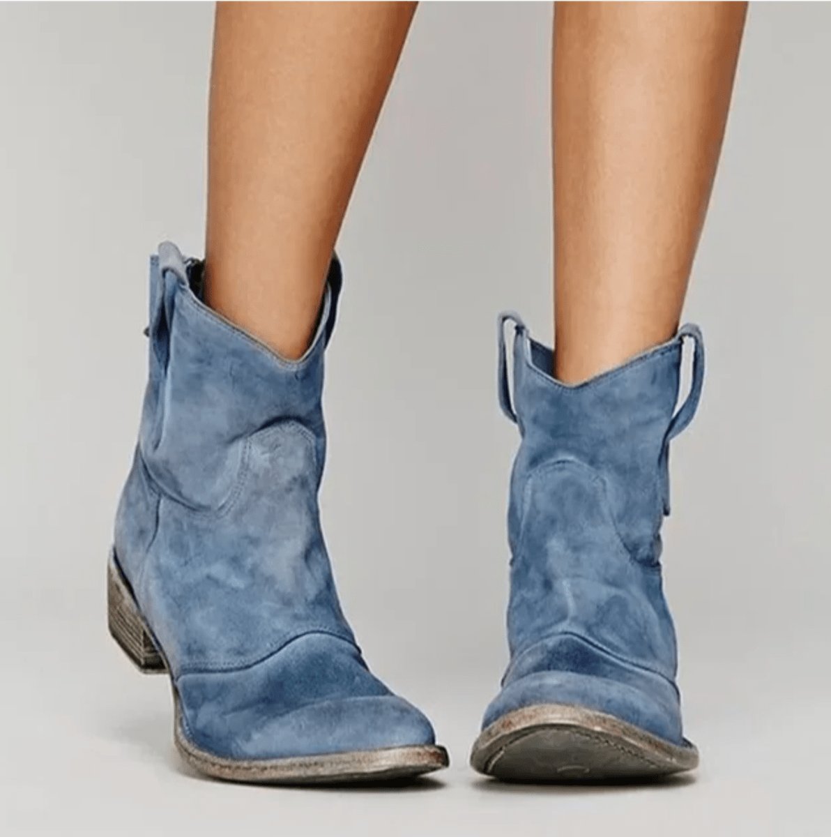 Charlotte Western Suede Knee-High Boots with Flat Heel