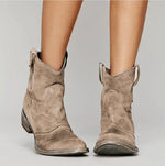 Charlotte Western Suede Knee-High Boots with Flat Heel
