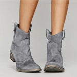 Charlotte Western Suede Knee-High Boots with Flat Heel