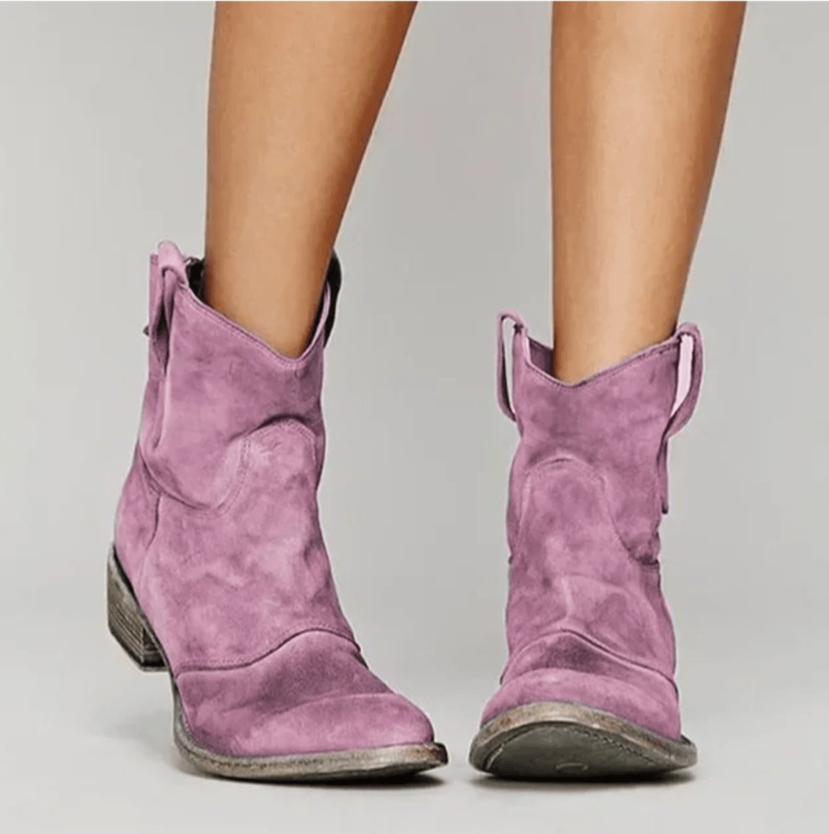 Charlotte Western Suede Knee-High Boots with Flat Heel