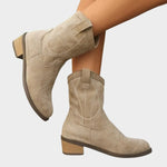 Elisabeth Western Cowboy Ankle Boots with Stitch Detail