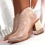 Johanna Western Block Heel Faux Leather Booties