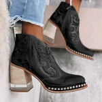 Johanna Western Block Heel Faux Leather Booties