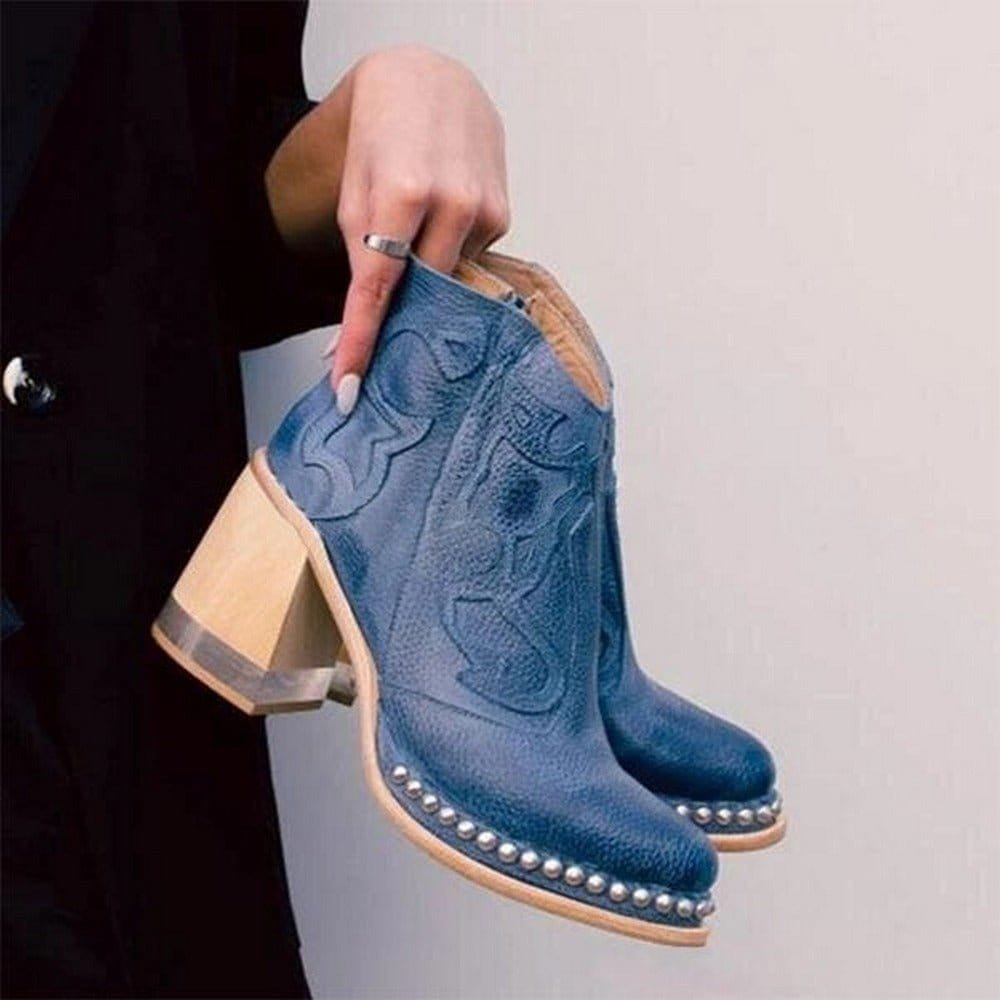 Johanna Western Block Heel Faux Leather Booties