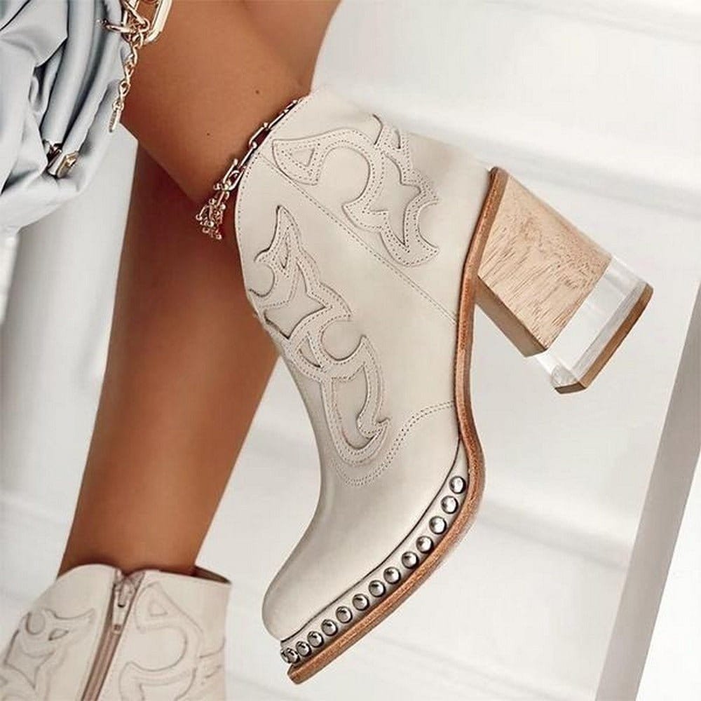 Johanna Western Block Heel Faux Leather Booties