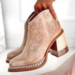 Johanna Western Block Heel Faux Leather Booties