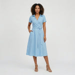 Sophie Wrap Midi Dress with V-Neck and Tie Waist