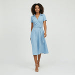Sophie Wrap Midi Dress with V-Neck and Tie Waist