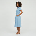 Sophie Wrap Midi Dress with V-Neck and Tie Waist