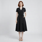 Sophie Wrap Midi Dress with V-Neck and Tie Waist