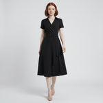Sophie Wrap Midi Dress with V-Neck and Tie Waist