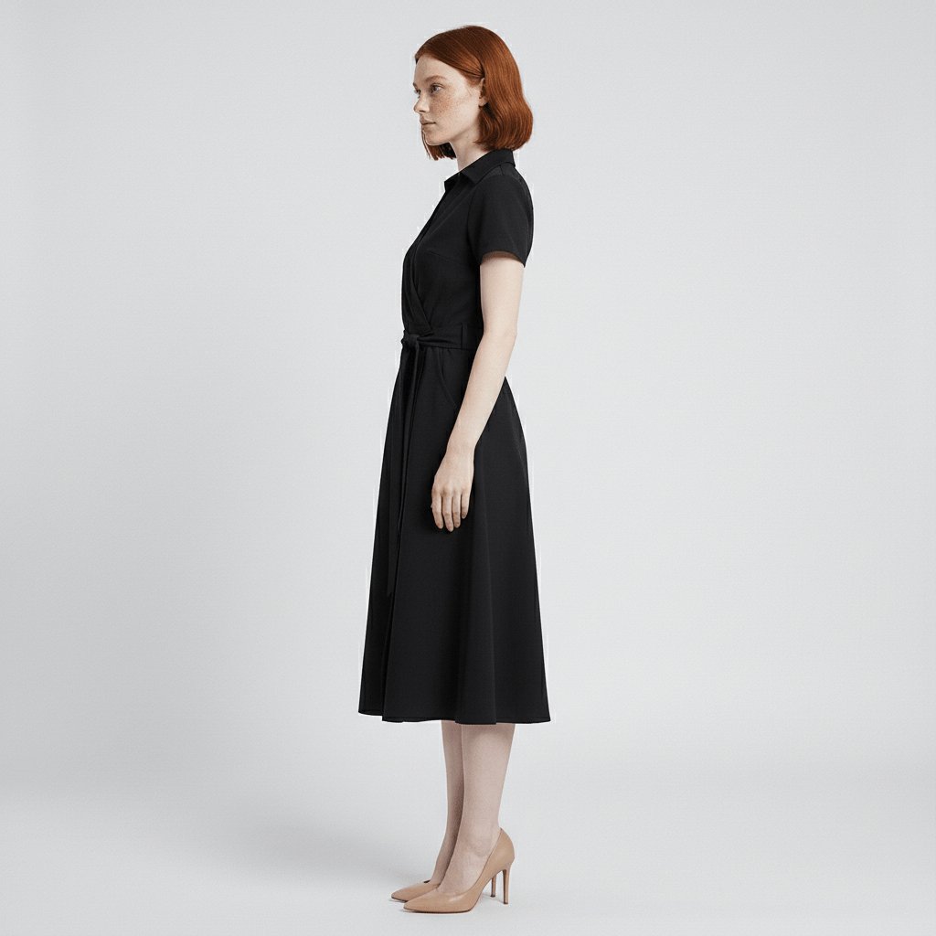 Sophie Wrap Midi Dress with V-Neck and Tie Waist
