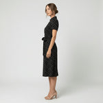 Sophie Wrap Midi Dress with V-Neck and Tie Waist